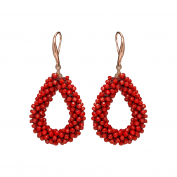 Náušnice Dila Red Rose Gold Crystal Beads