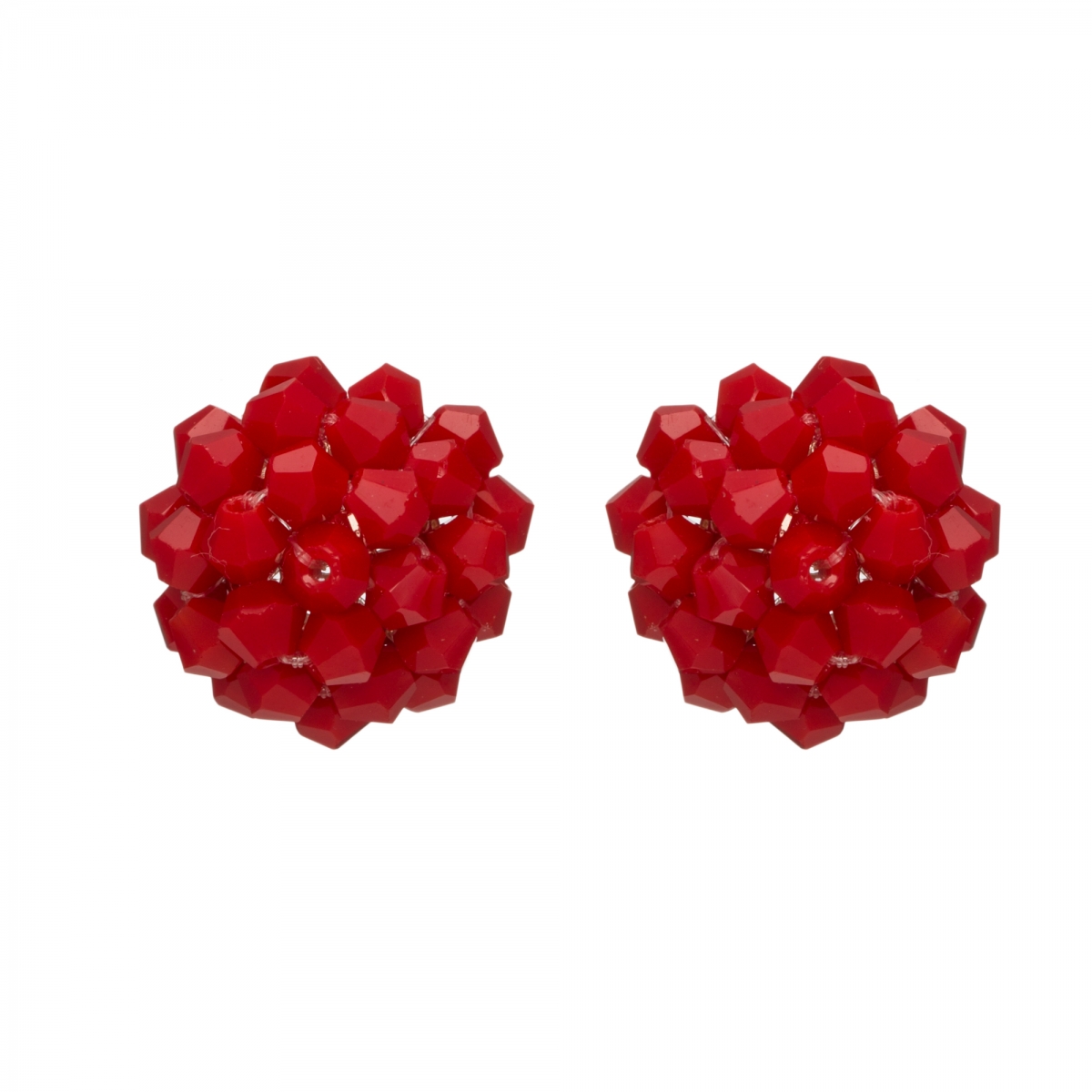 Náušnice Deny Red Rose Gold Crystal Beads