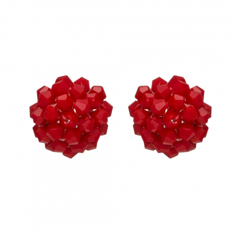 Náušnice Deny Red Rose Gold Crystal Beads
