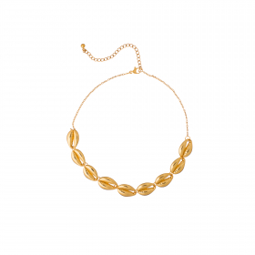 Náhrdelník Trendy Stainless Steel  Gold Choker Pozlátenými Mušličkami 