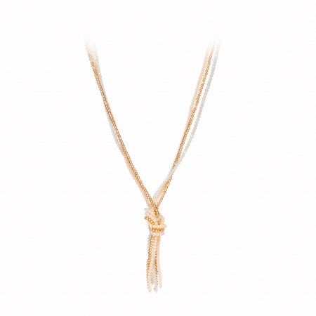 Náhrdelník Knot Cream Gold Crystal Beads 