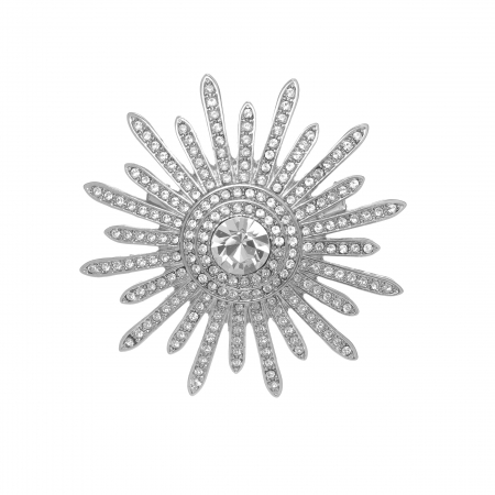 Brošňa Luxury Elegance Star Zircon Crystal Silver
