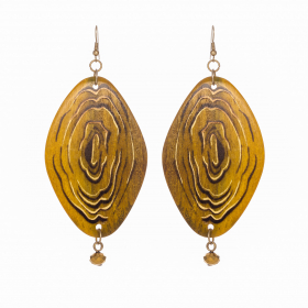 Náušnice Statement Oval Ocher Wood