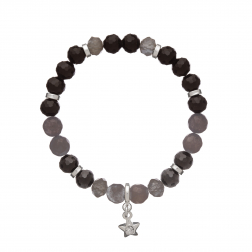 Náramok Mineral Facet Black Onyx &  Grey Jadeit Silver Star