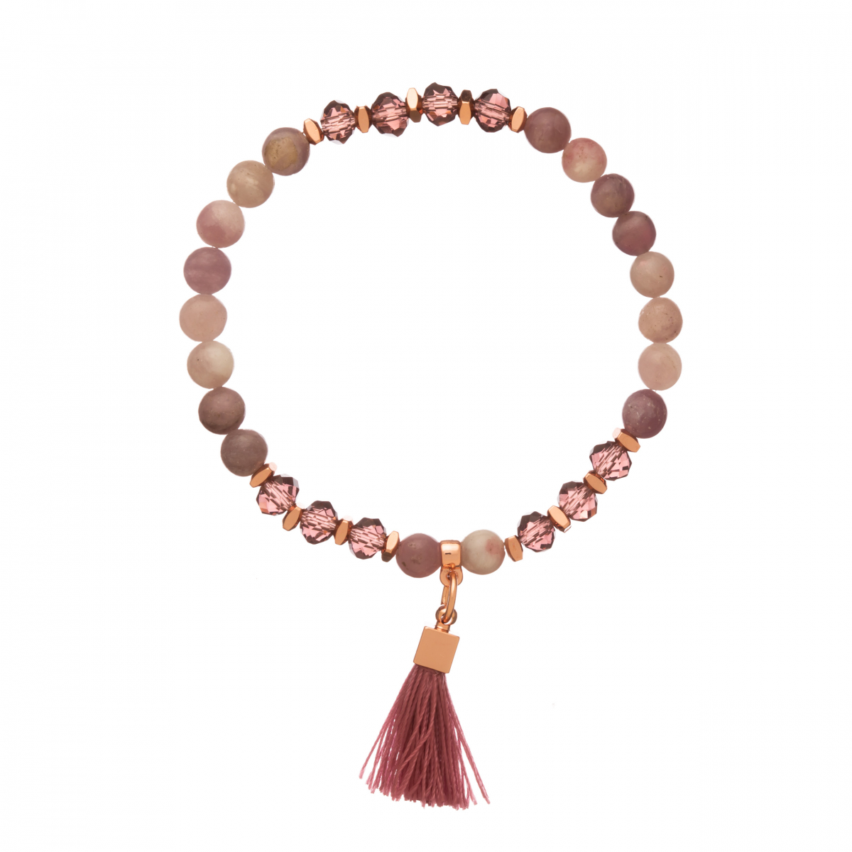 Náramok Mineral Purple Amethyst Textil Stripe Rose Gold Náramok Mineral Purple Amethyst Textil Stripe Rose Gold