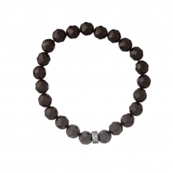 Náramok Mineral Facet Black Onyx Zircon Crystals Silver