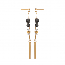 Náušnice Fine Line Black - Grey Mineral & Crystal Gold