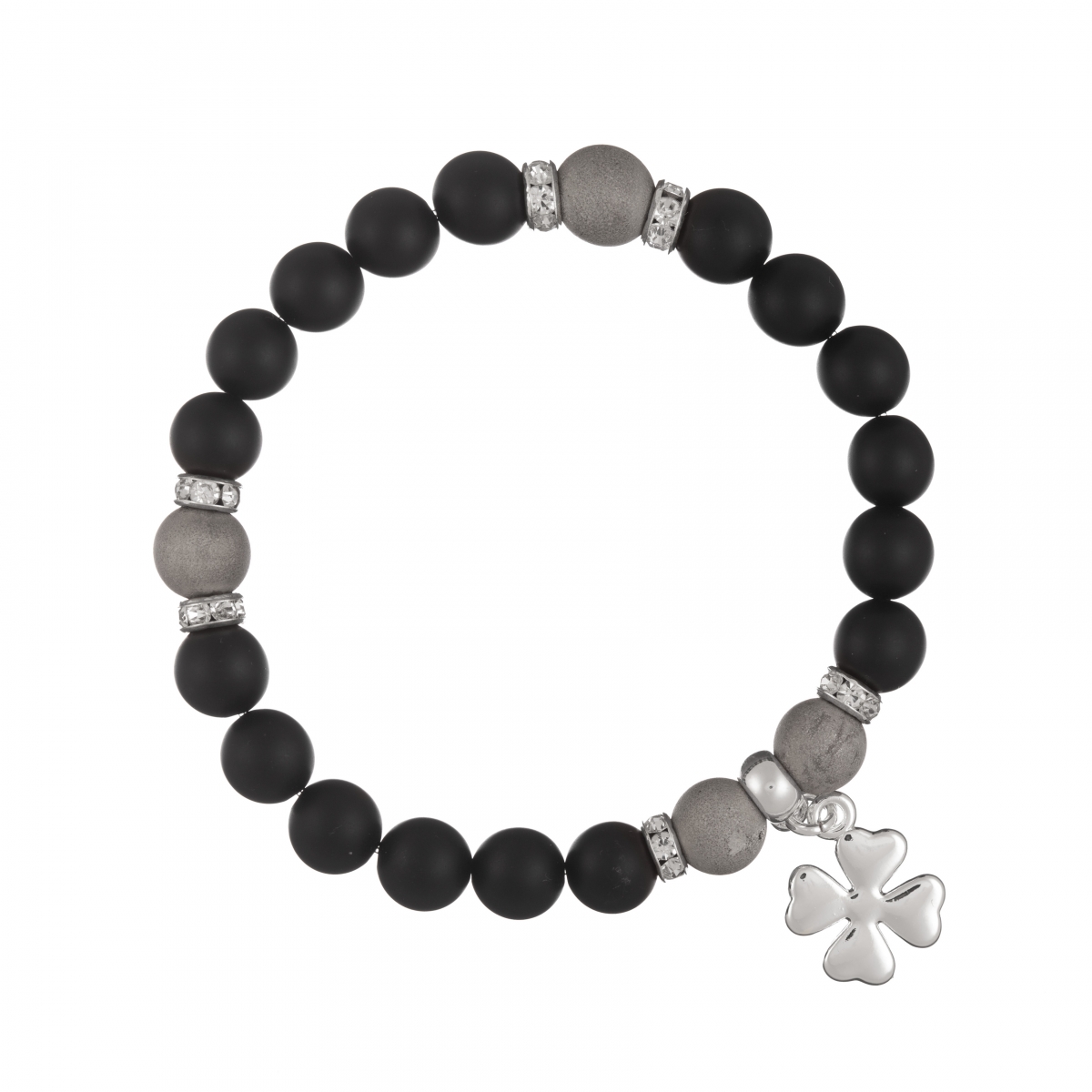 Náramok Mineral Matt Black Onyx Silver Flowerleaf Náramok Mineral Matt Black Onyx Silver Flowerleaf