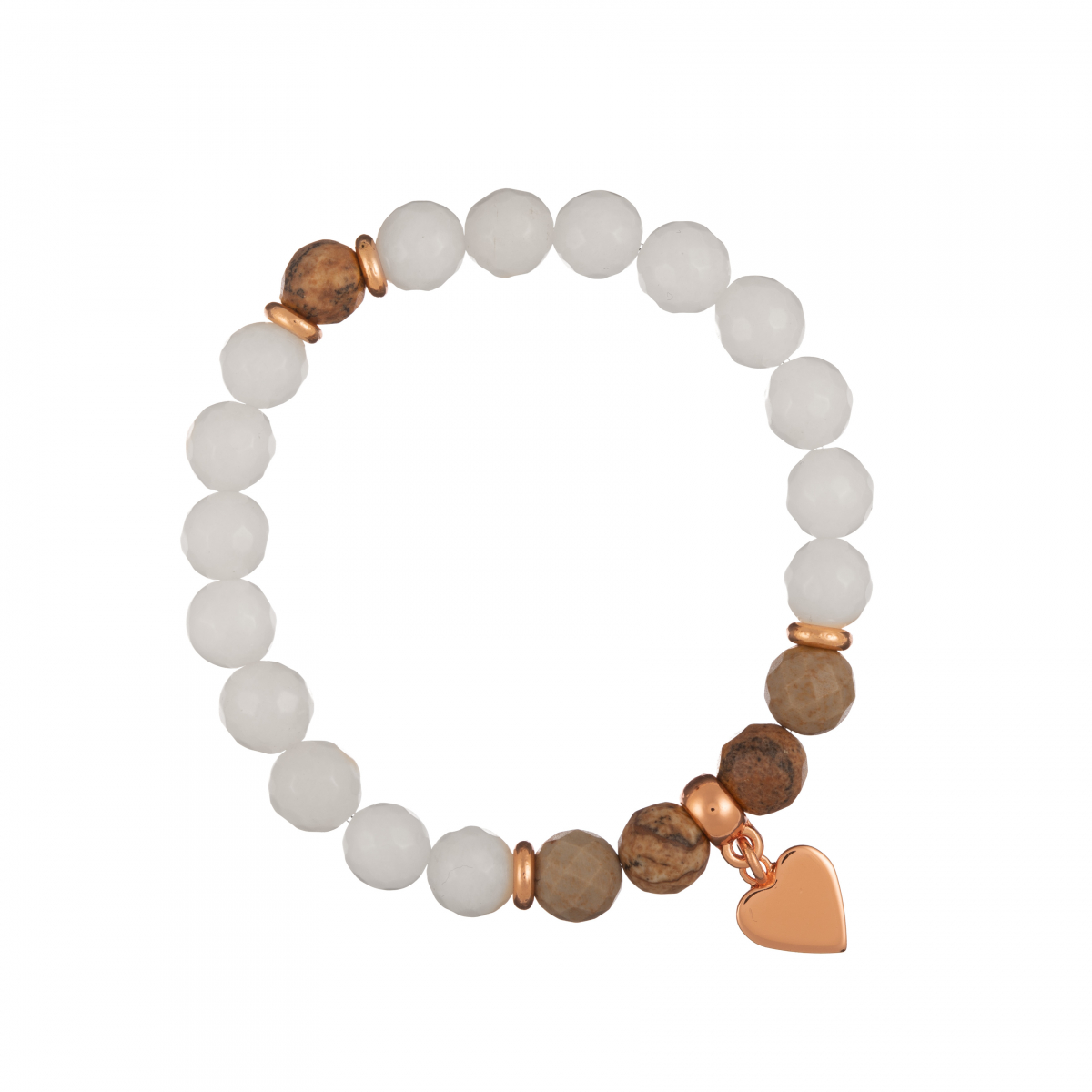Náramok Mineral Facet Beige Fossil Rose Gold Heart Náramok Mineral Facet Beige Fossil Rose Gold Heart