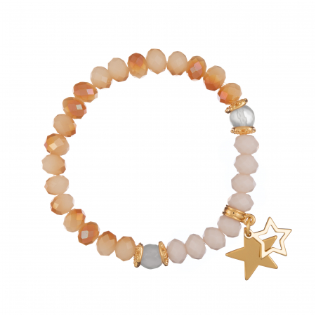 Náramok Mineral Gold Peach Jadeit Gold Stars