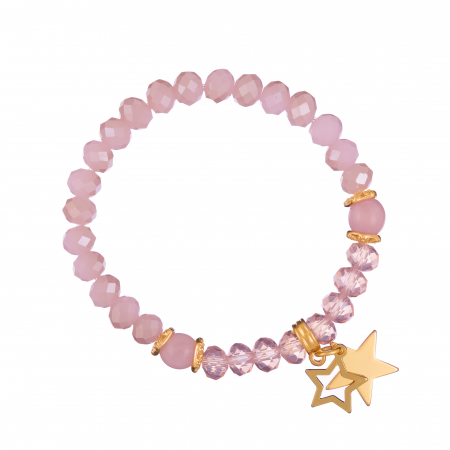 Náramok Mineral Solid Pink Jadeit Gold Stars