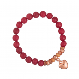 Náramok Mineral Red Jadeit Rose Gold Heart