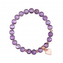 Náramok Mineral Purple Amethist Rose Gold Heart