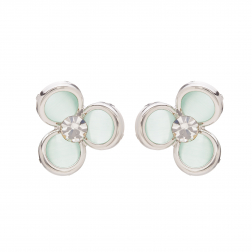 Náušnice Midi Flower Mint Silver Cateye
