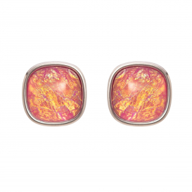 Náušnice Mimi Square Pink Opal Resin Silver