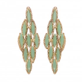 Náušnice Gina Light Green Crystals Pin Gold