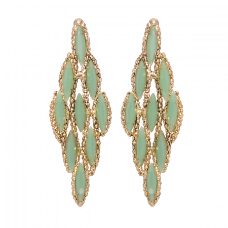 Náušnice Gina Light Green Crystals Pin Gold
