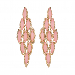 Náušnice Gina Pink Crystals Pin Gold