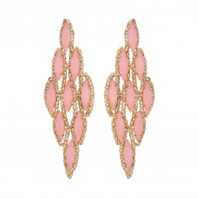 Náušnice Gina Pink Crystals Pin Gold