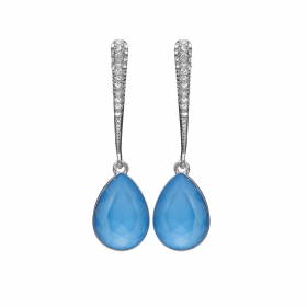 Náušnice Lilja Exclusive Elegance Blue Dropp Crystals Silver