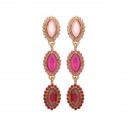 Náušnice Elise Fine Exclusive Elegance Fuchsia Crystals Gold