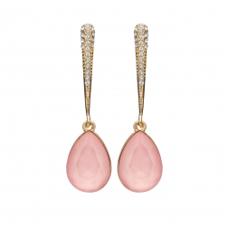 Náušnice Lilja Exclusive Elegance Pink Dropp Crystals Gold