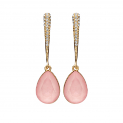 Náušnice Lilja Exclusive Elegance Pink Dropp Crystals Gold