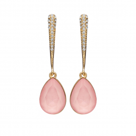 Náušnice Lilja Exclusive Elegance Pink Dropp Crystals Gold