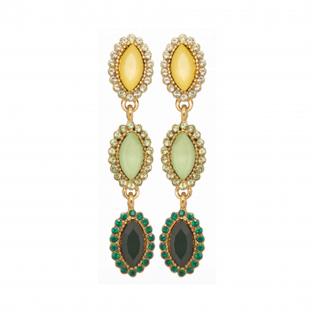 Náušnice Elise Fine Exclusive Elegance Green Crystals Gold