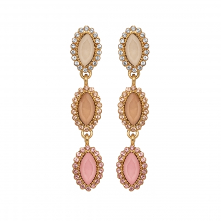Náušnice Elise Fine Exclusive Elegance Pink Crystals Gold