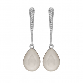 Náušnice Lilja Exclusive Elegance White Dropp Crystals Silver