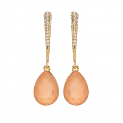 Náušnice Lilja Exclusive Elegance Peach Dropp Crystals Gold