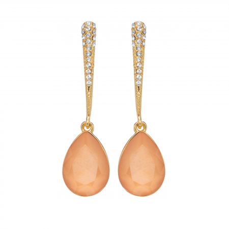 Náušnice Lilja Exclusive Elegance Peach Dropp Crystals Gold