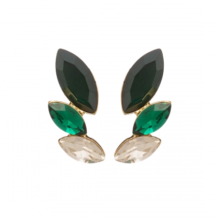 Náušnice Dita Exclusive Elegance Chic Modern Smaragd Green Crystals Gold