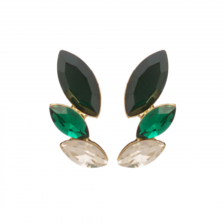 Náušnice Dita Exclusive Elegance Chic Modern Smaragd Green Crystals Gold