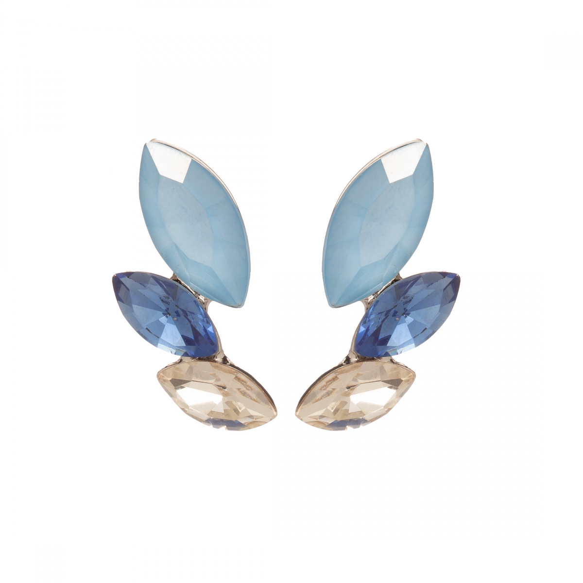 Náušnice Dita Exclusive Elegance Chic Modern Blue Crystals Silver