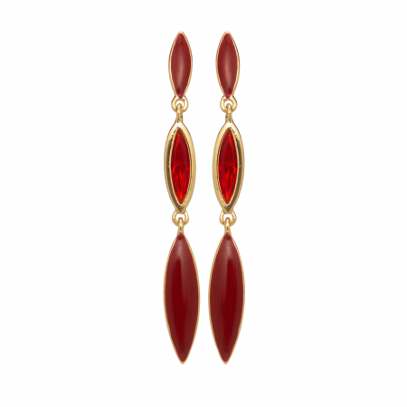 Náušnice Ingrid Fine Elegance Red Drop Line Gold