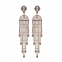 Náušnice Luxury Design Waterfall Silver - Black Crystals Silver