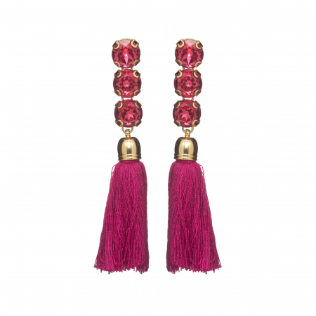 Náušnice Sara Fuchsia Crystal Stripe Gold