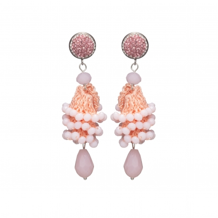 Náušnice Layla Light Pink Crystal Beads Silver