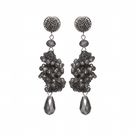 Náušnice Layla Hematit Crystal Beads Silver