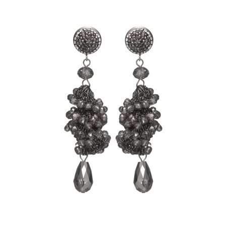 Náušnice Layla Hematit Crystal Beads Silver