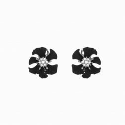 Náušnice Black Matte Flower Crystal