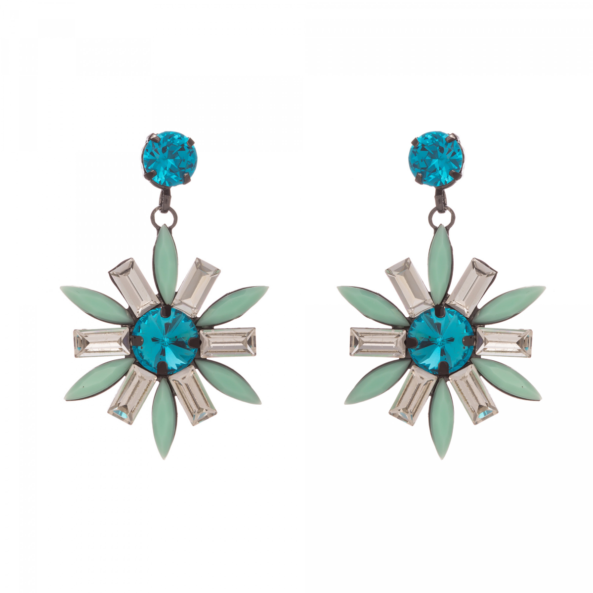 Náušnice Spring Flower Turquoise Gunmetal Náušnice Spring Flower Turquoise Gunmetal