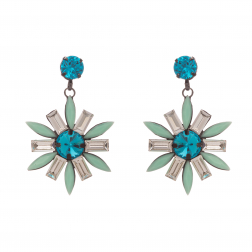 Náušnice Spring Flower Turquoise Gunmetal