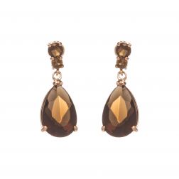 Náušnice Small Choco Zircon Gold