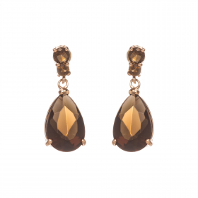 Náušnice Small Choco Zircon Gold
