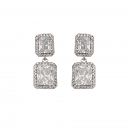 Náušnice Emily Square Zircon Silver