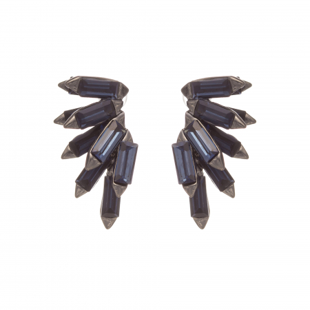 Náušnice Rock Chic Blue Crystal Gunmetal