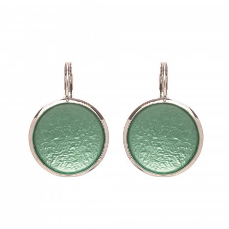 Náušnice Flat Circle Colour Green Silver